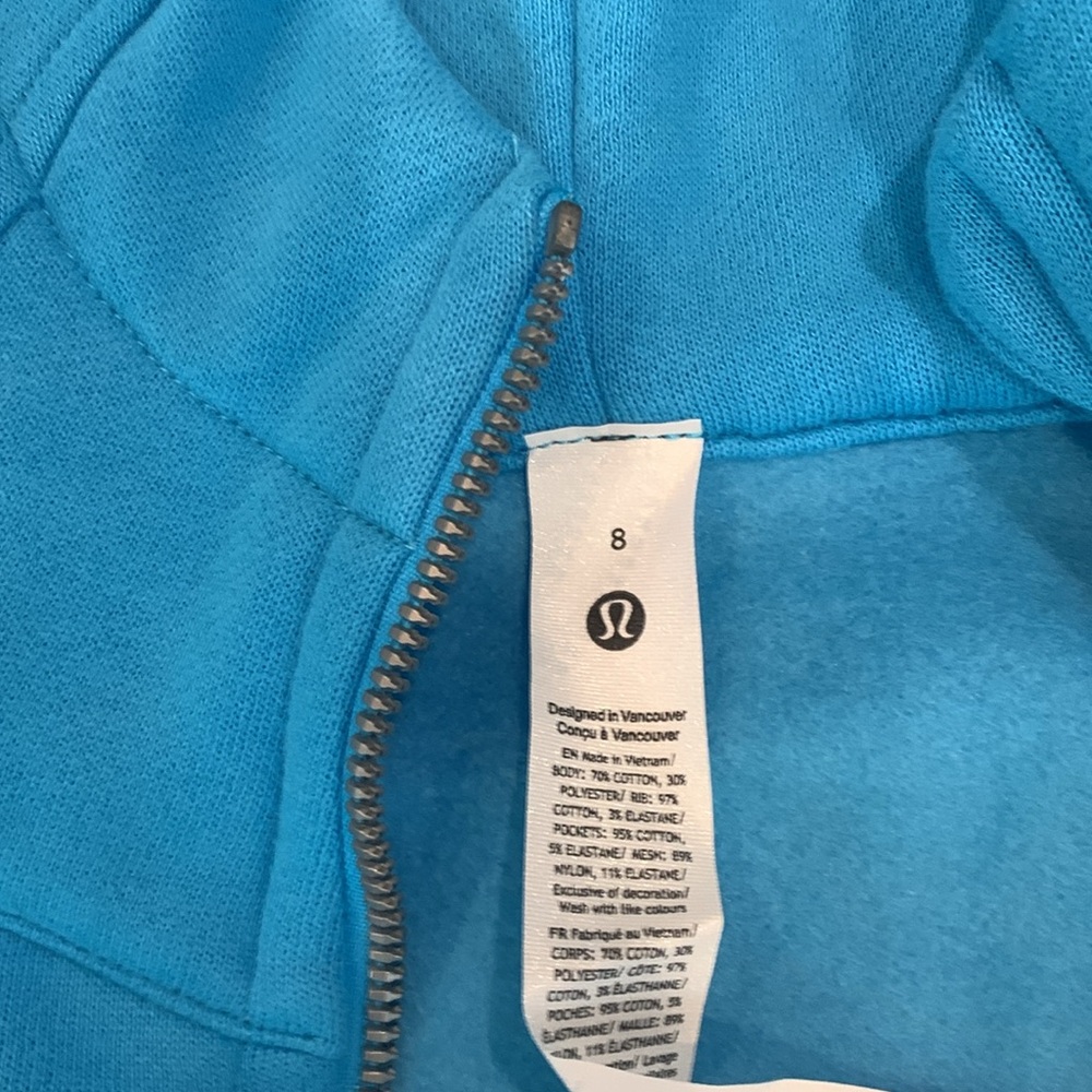 NWT kayak blue scuba full-zip hoodie lululemon athletica size 8 - Picture 4 of 5